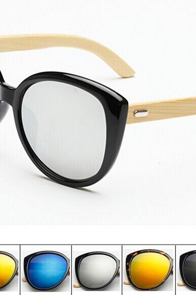 Oval frame glasses handmade natural bamboo leg sunglasses UV400 retro glasses