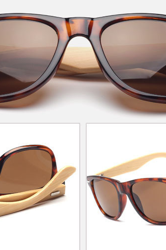 PC classic sun glasses resin frame handmade natural bamboo leg sunglasses UV400