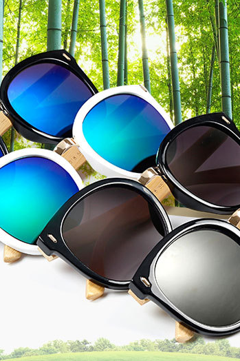 Round retro sunglasses coating sunglasses fishing glasses bamboo leg sunglasses UV400 