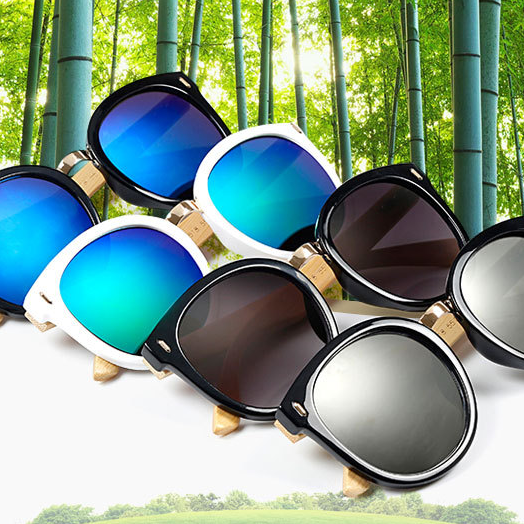 Round retro sunglasses coating sunglasses fishing glasses bamboo leg sunglasses UV400 