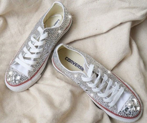 Wedding Shoes Bling Crystal Low Women Sneakers For Women Canvas ...